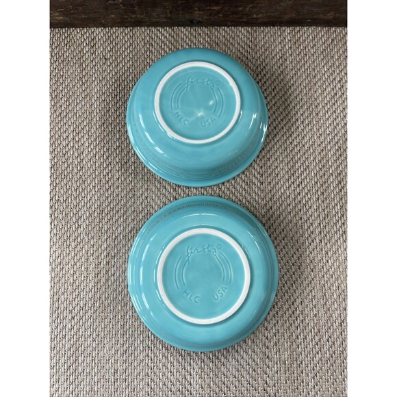 Set of 2 19 OZ. MEDIUM CEREAL SOUP BOWL Turquoise Blue 6 7/8" FIESTA - Picture 5 of 6